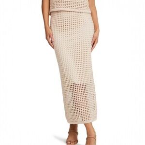 Steve Madden Bohemian Crochet Cotton/ Polyester Midi Pencil Beige Skirt L